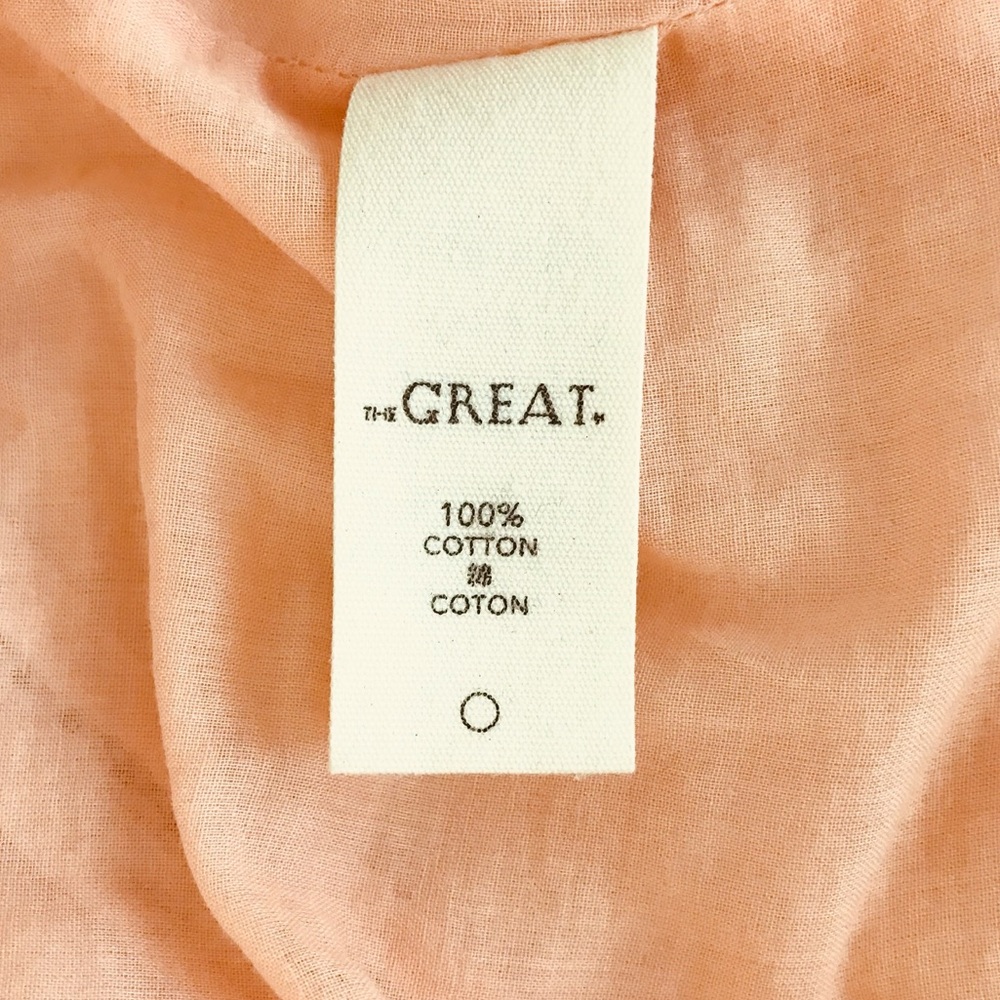 THE GREAT. The Scallop Savanna Dress in Light Peach - Picture 13 of 14